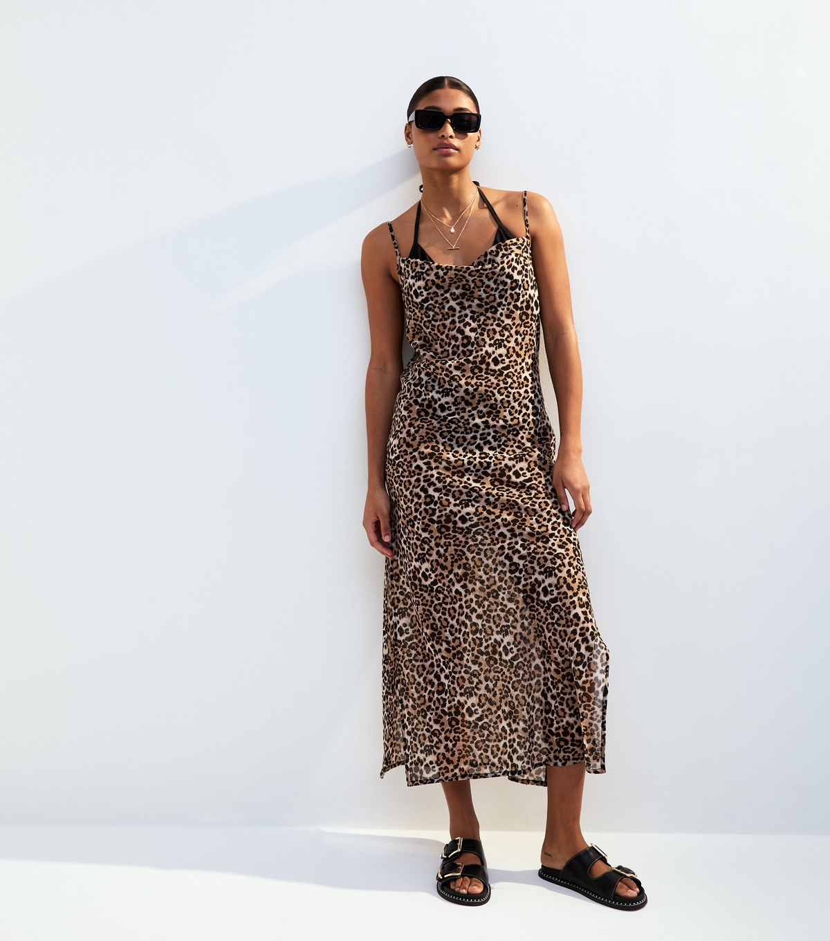 Women's Brown Leopard Print Maxi Dress Cover Up New Look