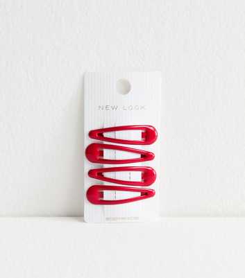 4 Pack of Red Shiny Hair Clips