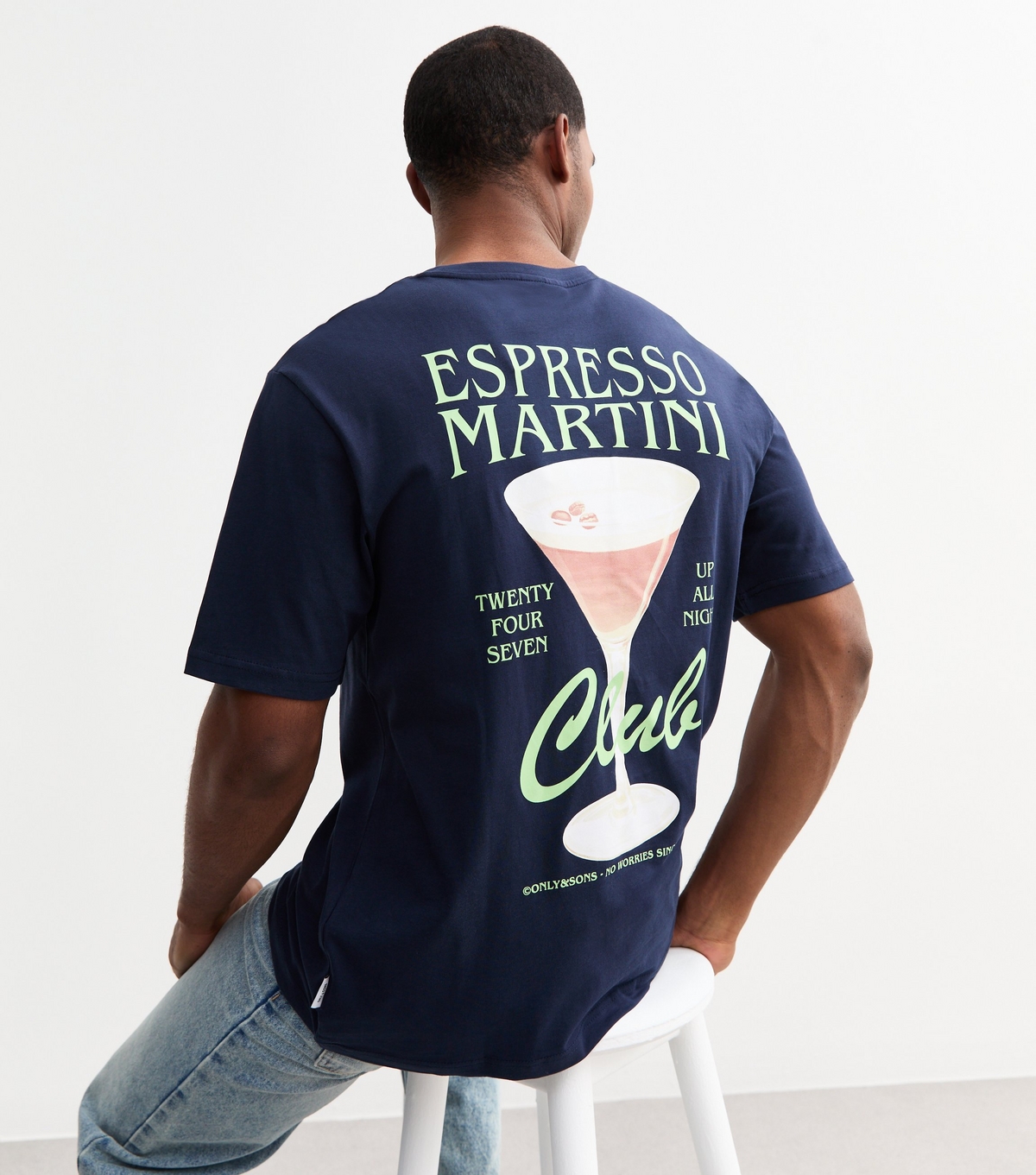 Men's Navy Regular Espresso Martini Club Print T-Shirt Only and Sons New Look