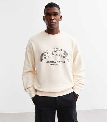 Only & Sons Off White Slim Slogan Print Sweatshirt