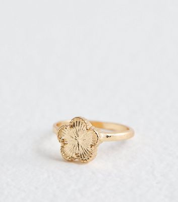 Gold Tone Flower Ring New Look