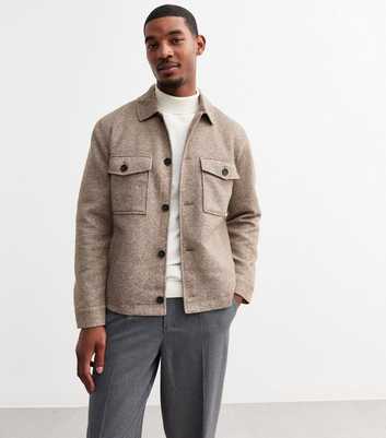 Only & Sons Light Regular Brown Felted Shacket