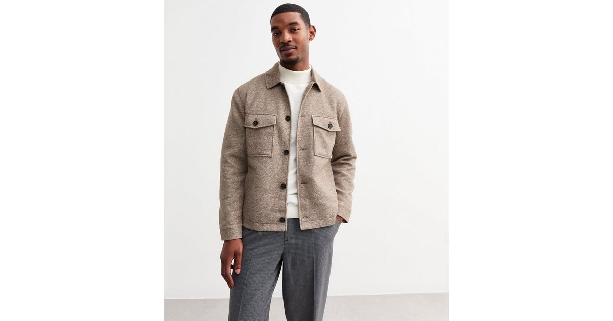 Only & Sons Light Brown Regular Felted Shacket | New Look