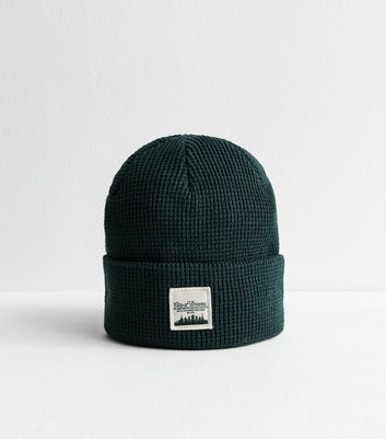 Men's Only & Sons Dark Green Label Appliquèd Beanie New Look