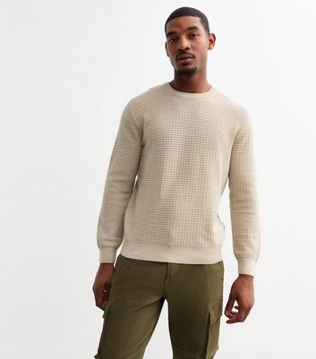 Mens Cream Jumpers Cream Roll Neck Knitted Jumpers New Look