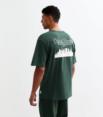 Men's Only & Sons Dark Green City of Dreams Cotton T-Shirt New Look