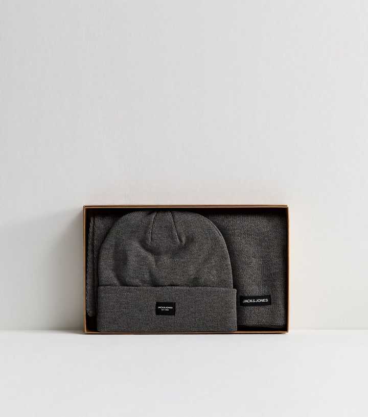 Jack & Jones Light Grey Hat And Scarf Gift Set