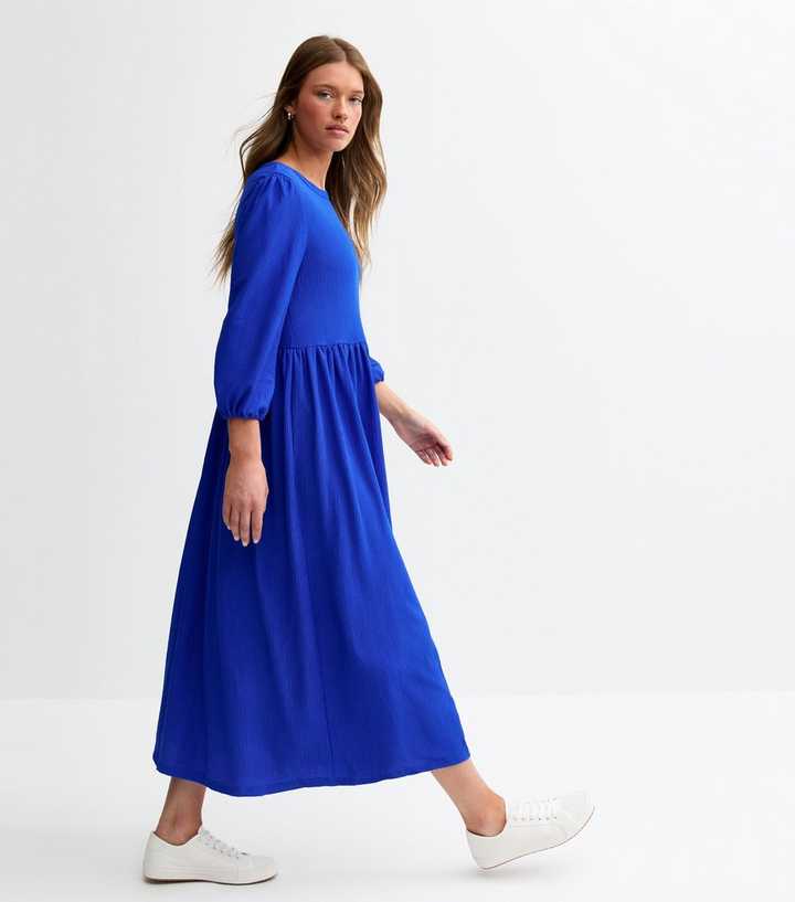 VILA VILISA OFF SHOULDER MIDI SMOCK DRESS - Robe de jour - navy blazer/bleu