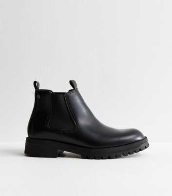 Jack & Jones Black Faux Leather Chelsea Boots