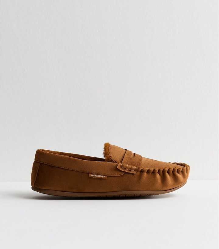 Jack & Jones Tan Faux Suede Moccasin Slippers