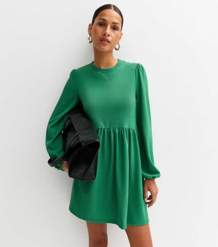 green smock dress Army Notched Neck Ruffle Hem allowing your skin to breathe freely PixieGirl Petite Women's Khaki Green