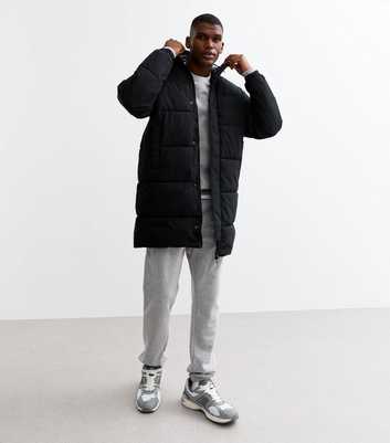 Jack & Jones Black Long Puffer Jacket