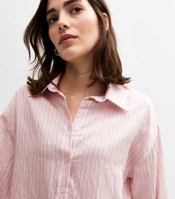 Pink Oversized Striped Shirt