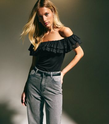 new look black bardot top