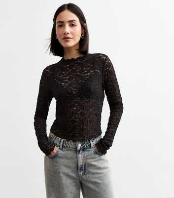 Black High Neck Lace Top