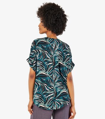 Apricot Green Leaf Print Top New Look