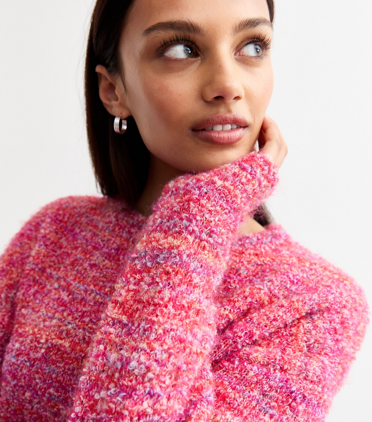 Women's Pink Boucle Stripe Jumper Sunshine Soul New Look