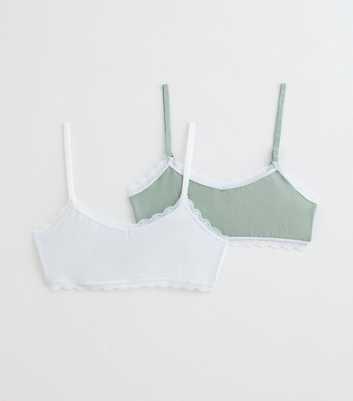 Girls 2 Pack Lace Trim Crop Tops