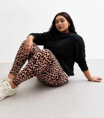 Blue Vanilla Curves Brown Leopard Print Leggings