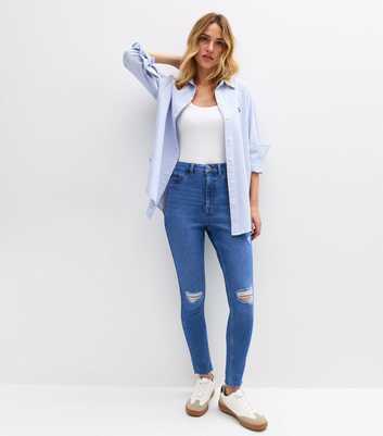 Blue Ripped Slim Leg Jeans