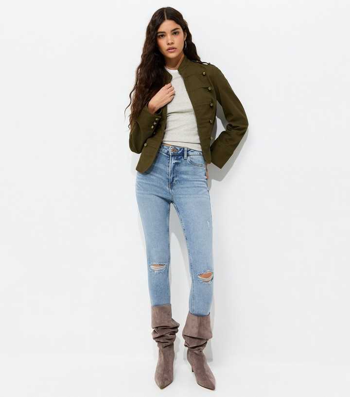 Blue Ripped Hallie Skinny Jeans 