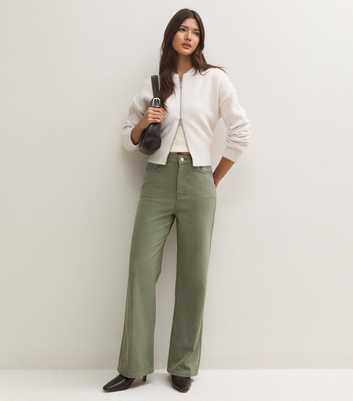Dark Khaki Adalae High Waisted Wide Leg Jeans