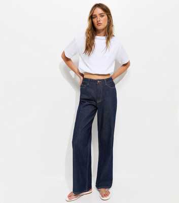 Navy Adalae High Waisted Wide Leg Jeans