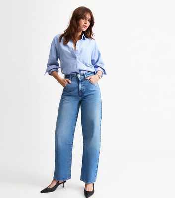 Blue Long Barrel Leg Jeans