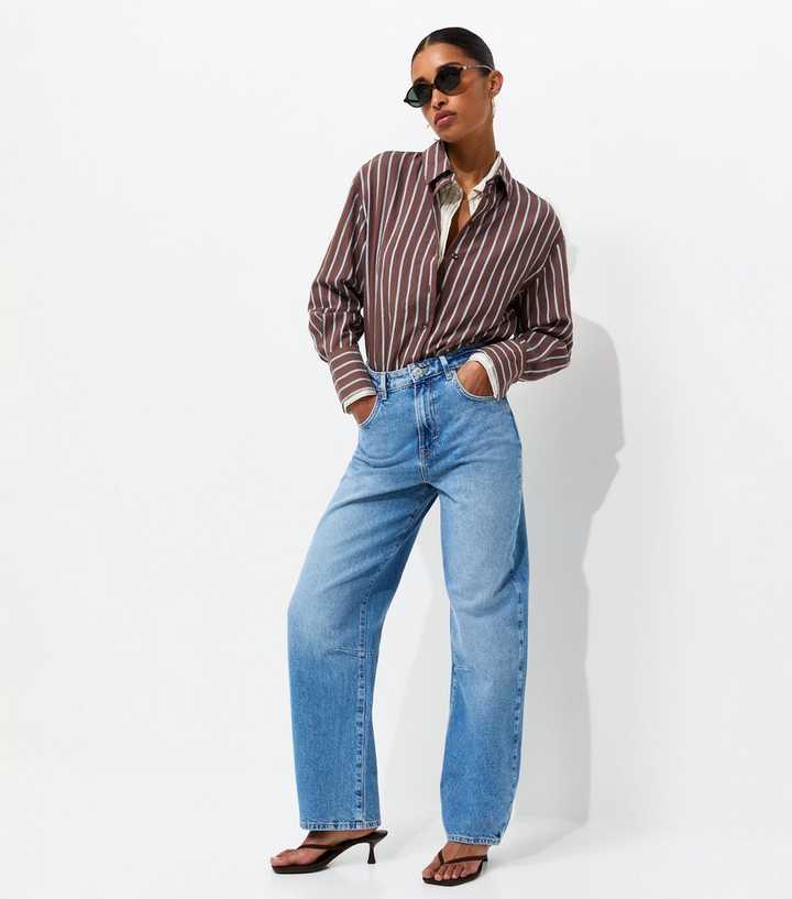 Blue Long Barrel Leg Jeans