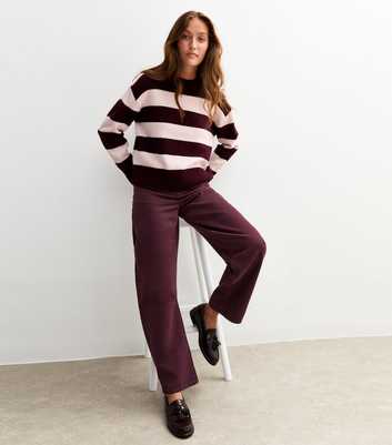Burgundy Long Barrel Leg Jeans