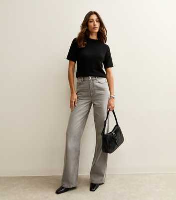 Tall Light Grey High Waist Adalae Wide Leg Jeans