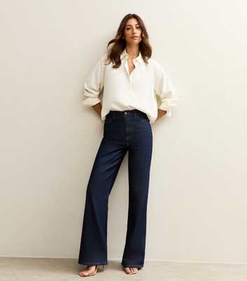 Tall Navy High Waist Adalae Wide Leg Jeans