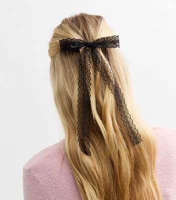 Black Lace Bow Hair Slide