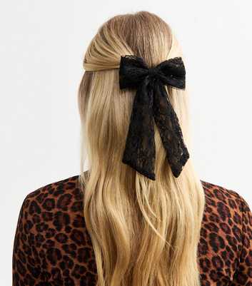 Black Lace Bow Hair Slide 