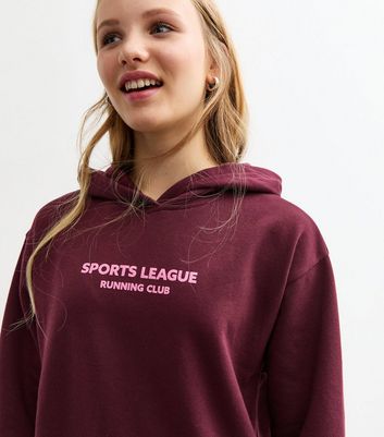 Girls Burgundy Sports League Hoodie New Look