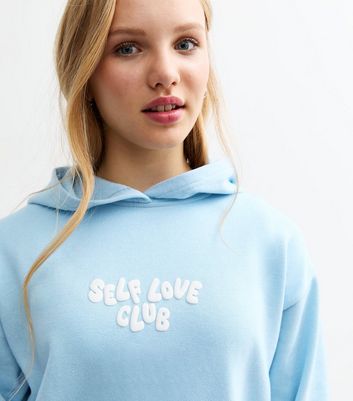 Girls Blue Self Love Club Hoodie New Look