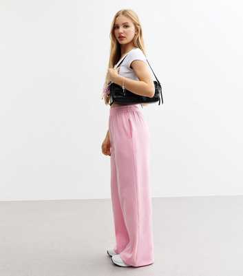 Girls Pink Wide Leg Joggers