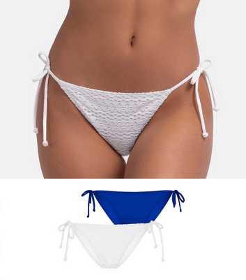 Dorina Pack Of 2 White And Blue Side Tie Bikini Bottoms