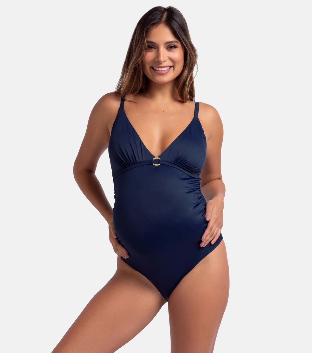 Women's Maternity Navy V-Neck Swimsuit Dorina New Look