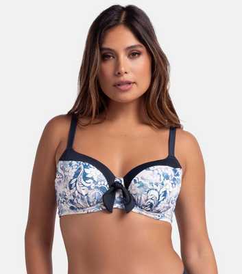 Dorina Curves Blue Floral Ink Print Bikini Top