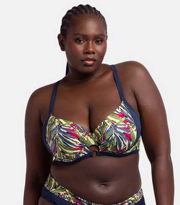 Dorina Curves Blue Floral Print Bikini Top