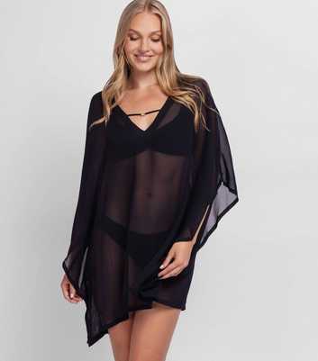 Dorina Black V-Neck Chiffon Cover Up