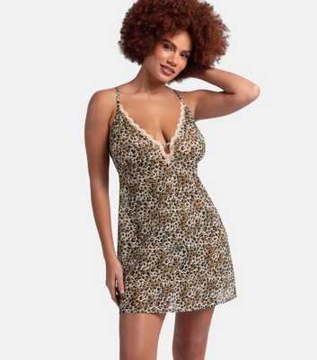 Dorina Brown Leopard Print Slip Dress