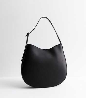 Black Faux Leather Shoulder Bag 