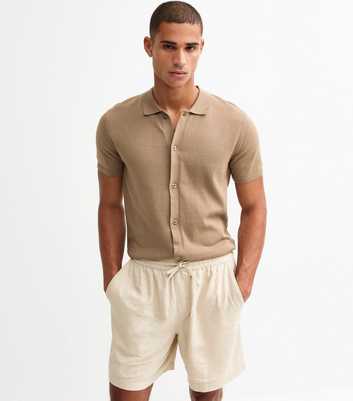 Brown Regular Lightweight Knit Button Up Top