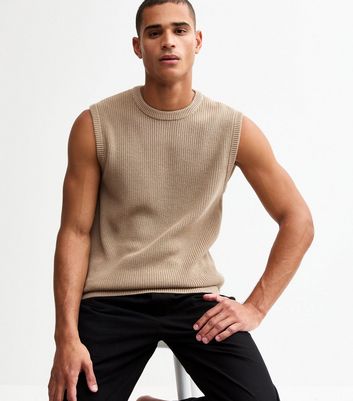 Tan Regular Fisherman Knit Vest