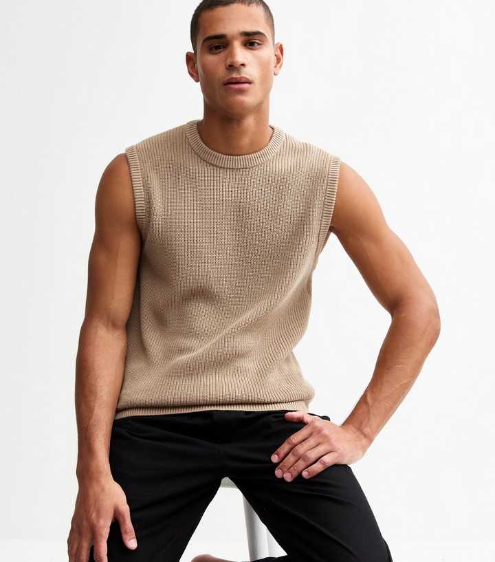 Tan Regular Fisherman Knit Vest