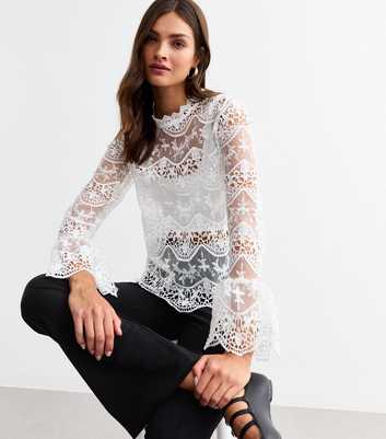 Cutie London White Lace Long Sleeve Top