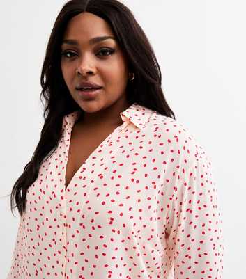 Curves Light Pink Lip Print Shirt