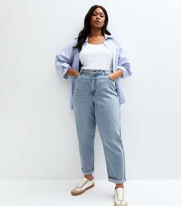 Curves Blue High Waisted Mom Jeans